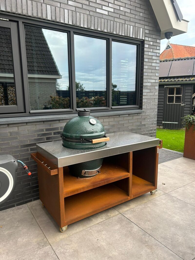 Kamado Buitenkeuken Cortenstaal met RVS tafelblad - Afbeelding 2