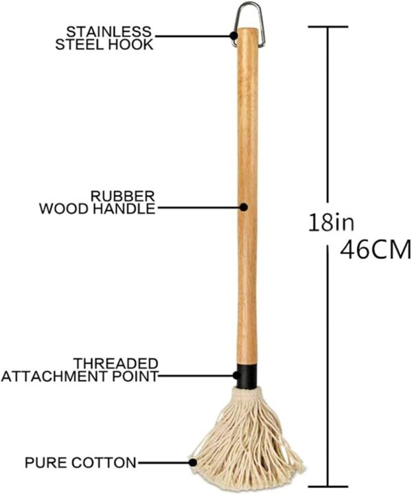 Oldschool Bbq Mop Katoen 46 cm Met Houten Steel